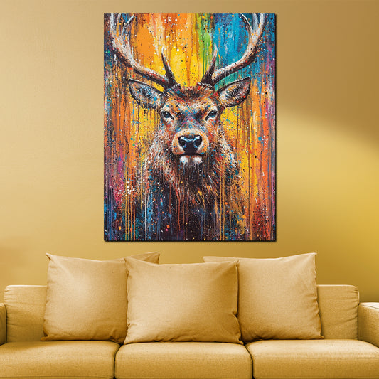 Hirsch Pop Art Bunt Wildtier Wandbild