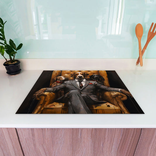 Hund im Anzug Herdabdeckplatte Induktionsschutz für Ceranfeld & Küche Deko