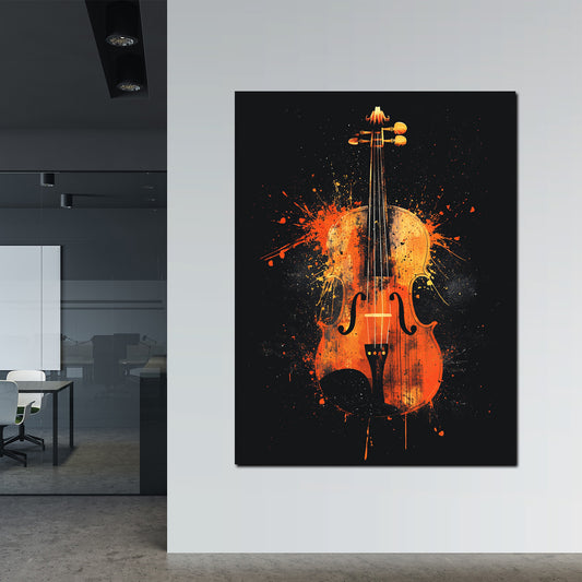 Leuchtende Violine auf dunklem Hintergrund Wandbild