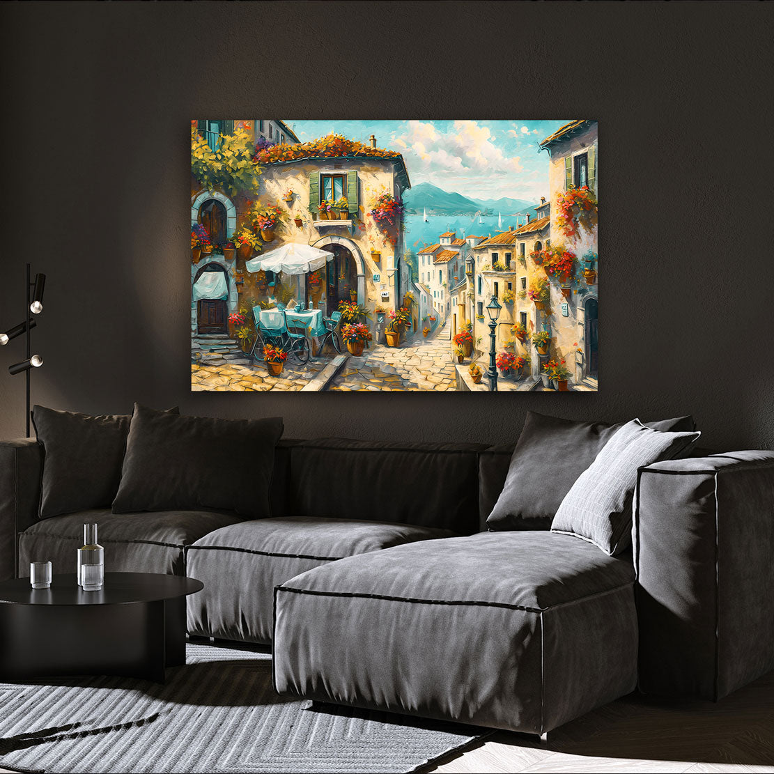 Bella Italia Gasse Italien Küstenstadt Café Dorf Wandbild