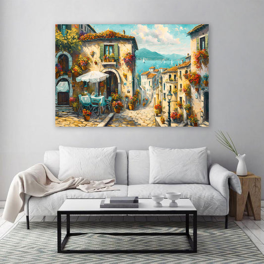 Bella Italia Gasse Italien Küstenstadt Café Dorf Wandbild