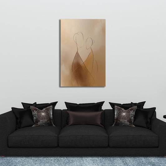 Minimalistisches Line Art Umarmung Abstrakte Figuren Wandbild