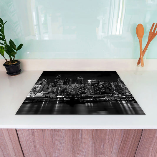 Modern schwarz weiss New York Herdabdeckplatte Induktionsschutz für Ceranfeld & Küche Deko