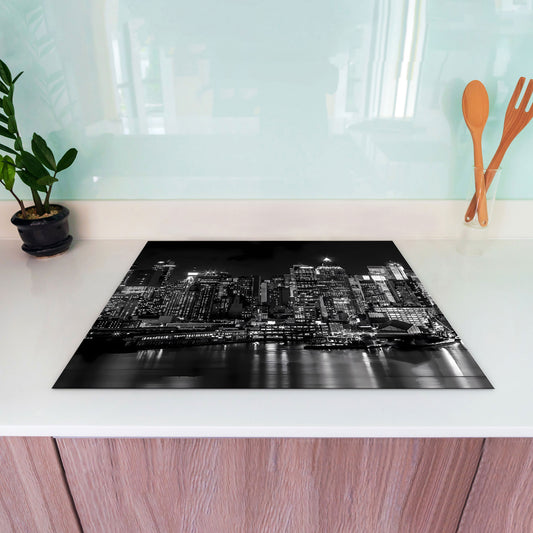 Schwarz weiss New York Nachts Herdabdeckplatte Induktionsschutz für Ceranfeld & Küche Deko
