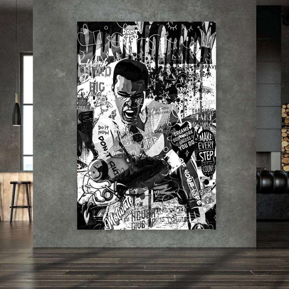 Wandbild Boxer schwarz weiß Pop Art