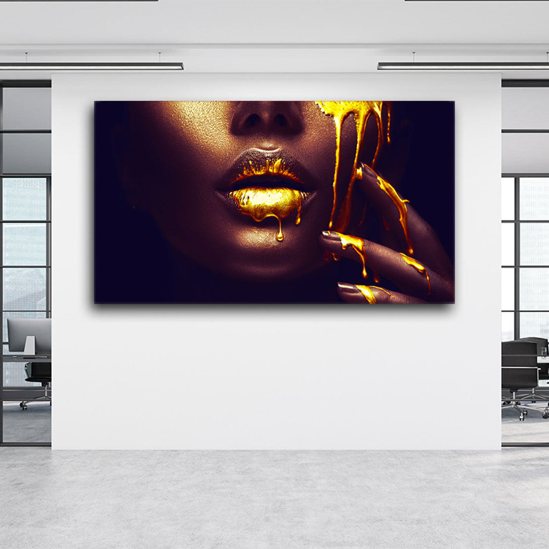 Wandbild Frau, Gesicht Gold Style