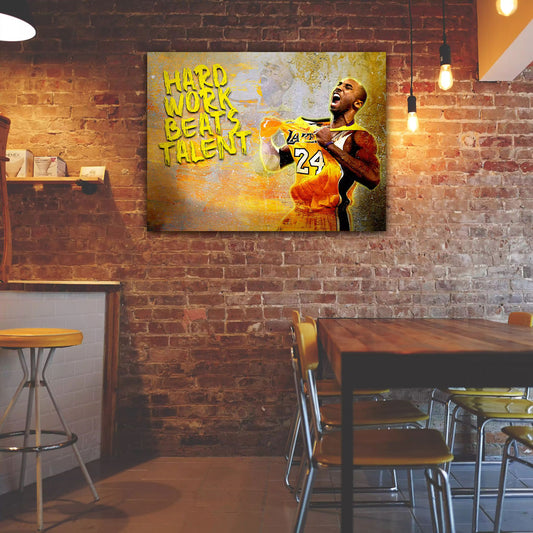 Basketball Pop Art Wandbild Motivation Hard Work Beats Talent