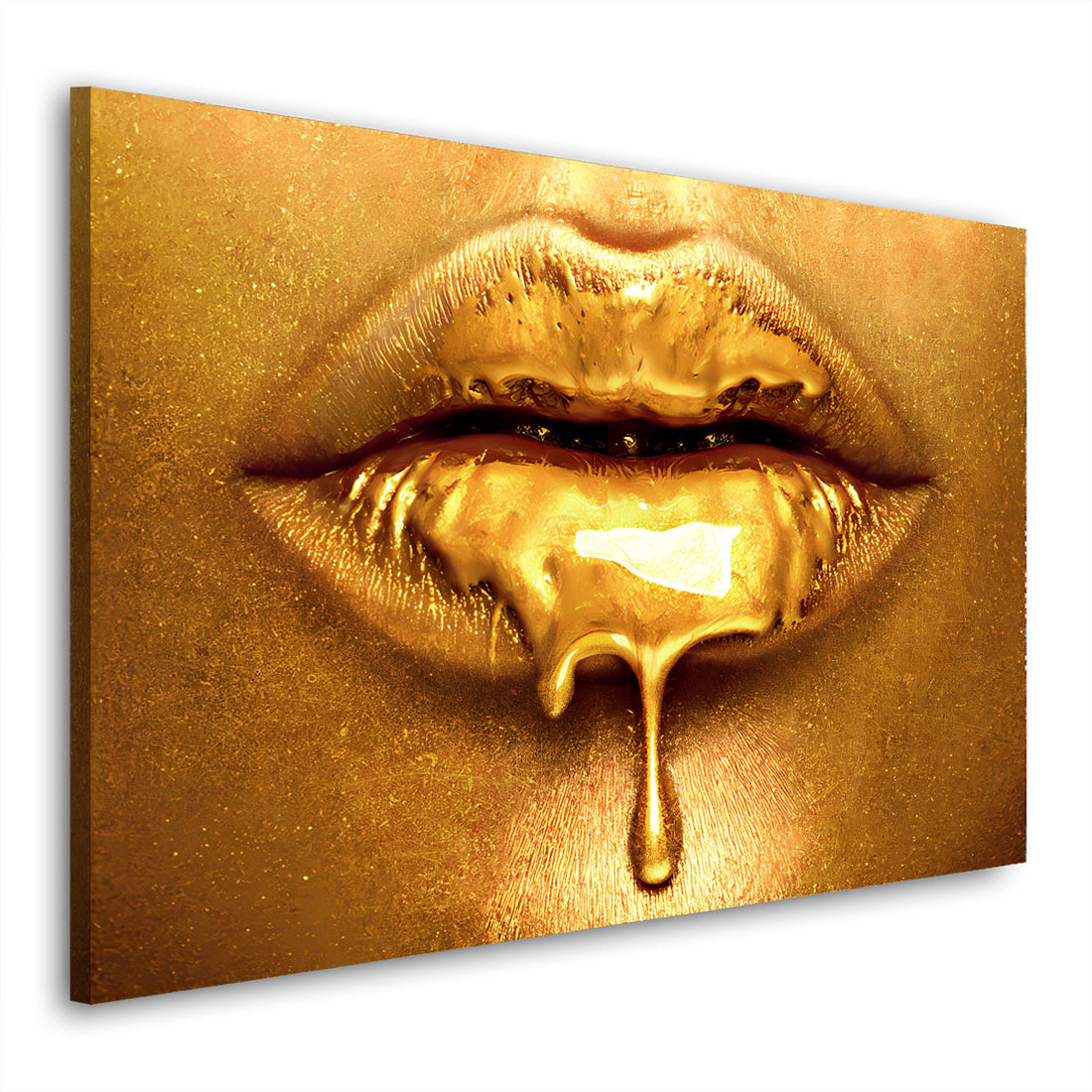 Wandbild Lippen Gold Style