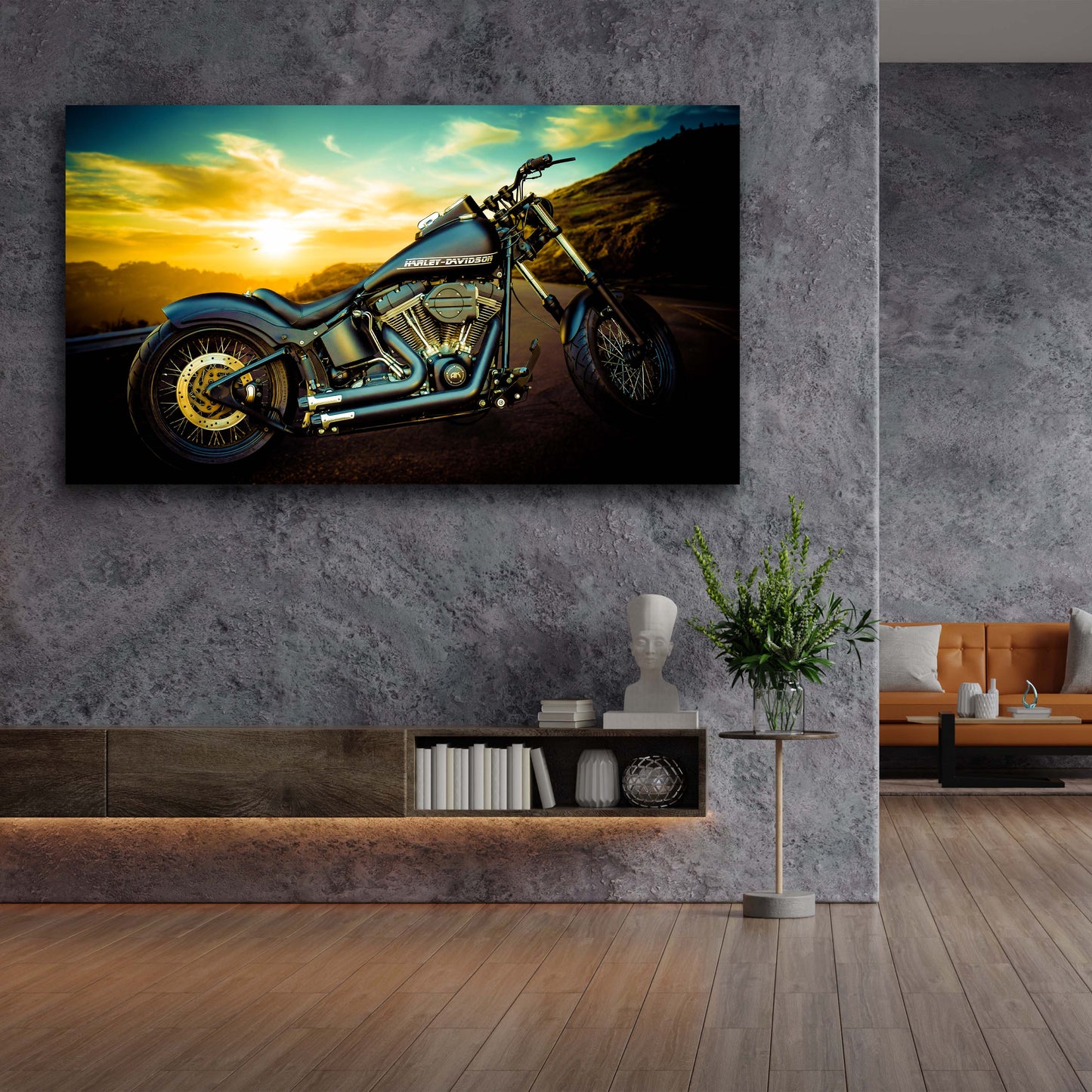 Wandbild Leinwandbild Chopper Motorrad Harley Breakout Custom