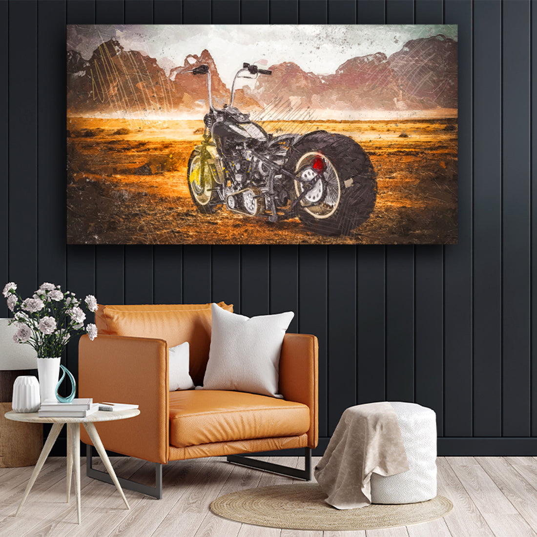 Wandbild Leinwandbild Motorrad Chopper Abstract Style