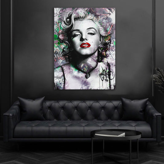 Marilyn Portraet im Street Art Stil als Acrylglasbild