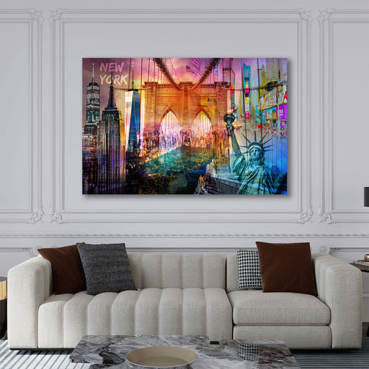 New York USA Pop Art Brooklyn Bridge Skyline Wandbild
