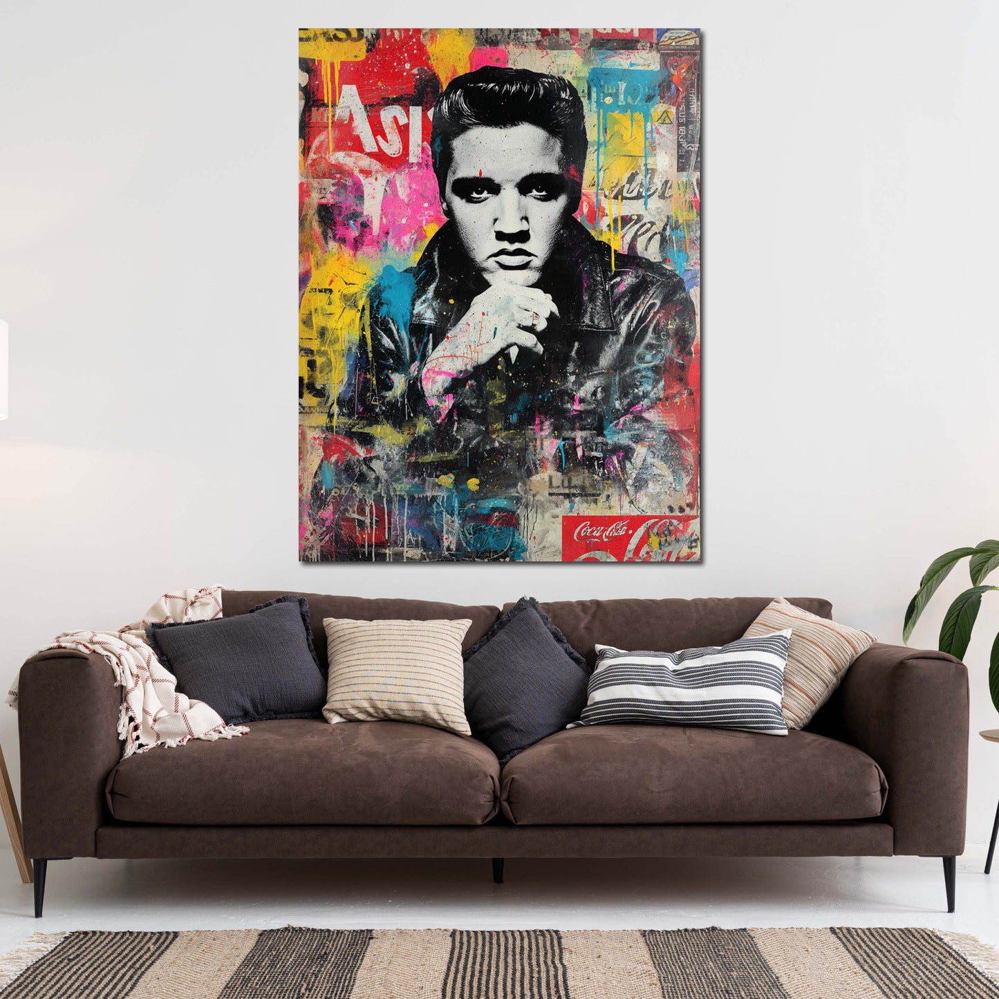 Pop Art Elvis Lederjacke Porträt Retro Wandbild