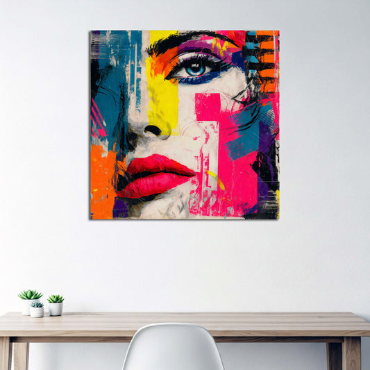 Pop Art Frau Gesicht Porträt Wandbild
