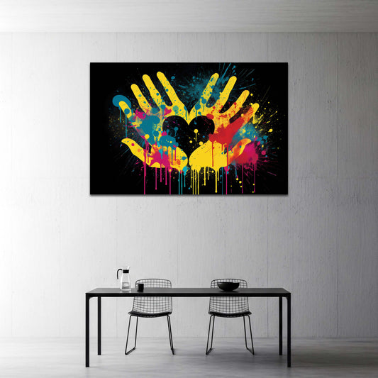 Pop Art Hände Herz Bunte Farbe Wandbild