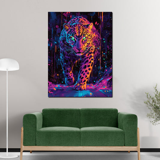 Pop Art Leopard Neonfarben Wandbild