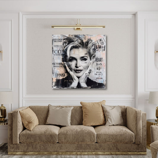 Pop Art Madonna Porträt in schwarz-weiß mit Typografie Wandbild
