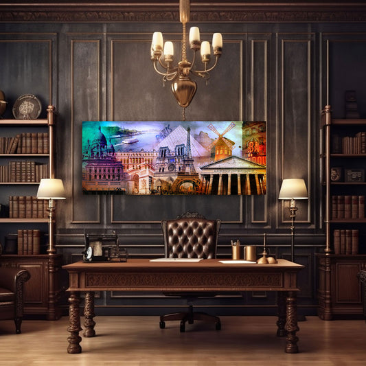 Pop Art Paris Sehenswürdigkeiten Collage Architektur Wandbild