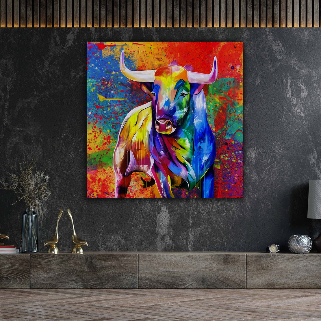 Pop Art Bull Wandbild Stier farbig