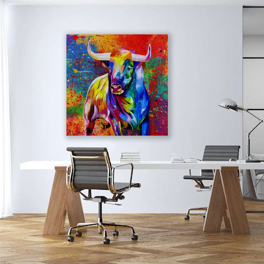 Pop Art Bull Wandbild Stier farbig