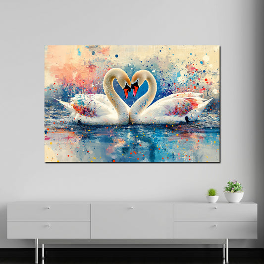 Romantische Schwäne im See Wandbild