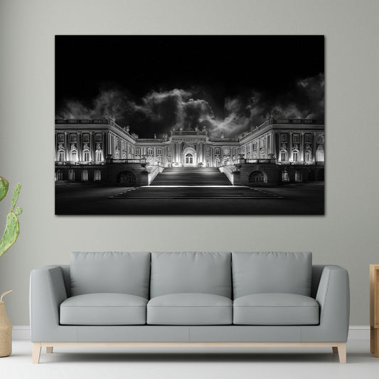 Sanssouci Schlossfassade Potsdam schwarz weiß Wandbild