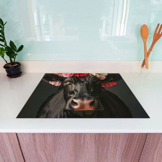 Schwarze Kuh Herdabdeckplatte Induktionsschutz für Ceranfeld & Küche Deko