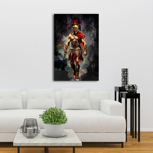 Spartaner Krieger Farbspritzer antik Rüstung Wandbild