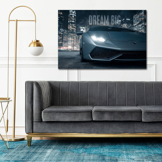 Sportwagen Luxus Auto Nacht Stadt Skyline Dream Big Wandbild