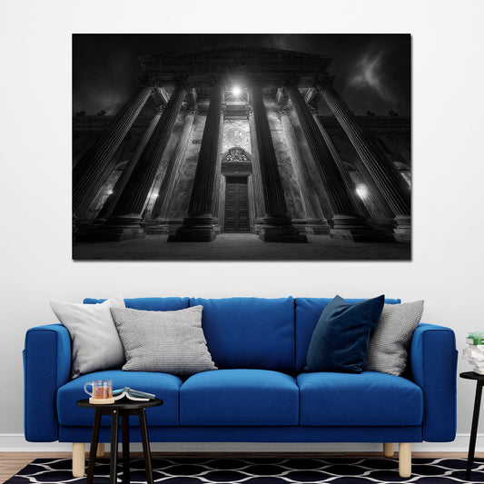 Staatliches Museum Schwerin schwarz weiß Säulenarchitektur Wandbild