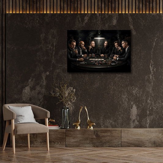 Stars und Legenden am Pokertisch in dunkler Optik Wandbild