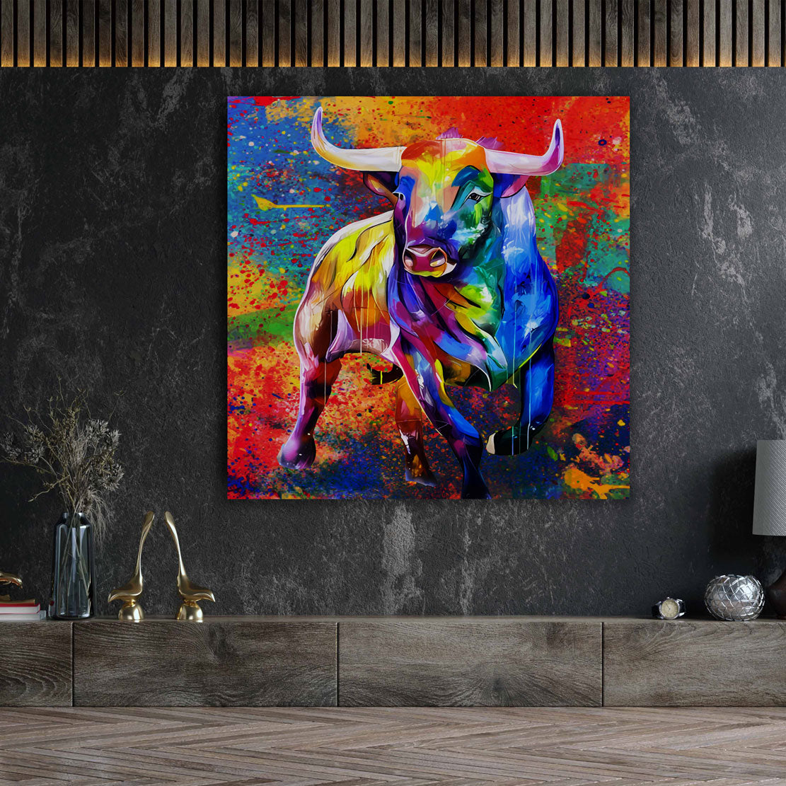 Stier Wandbild Pop Art Bull Style