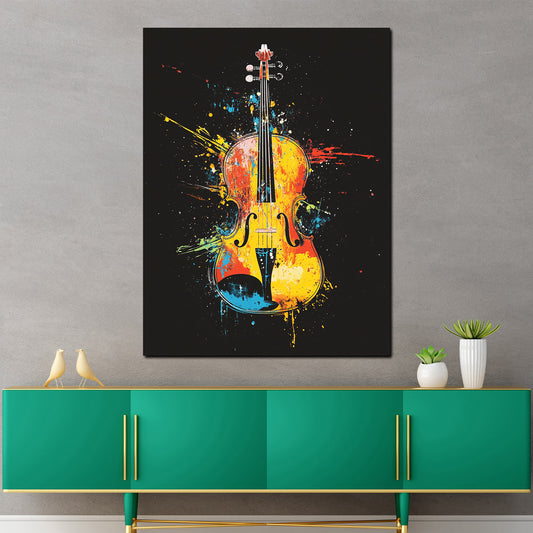 Violine Pop Art Musik Farbexplosion Wandbild