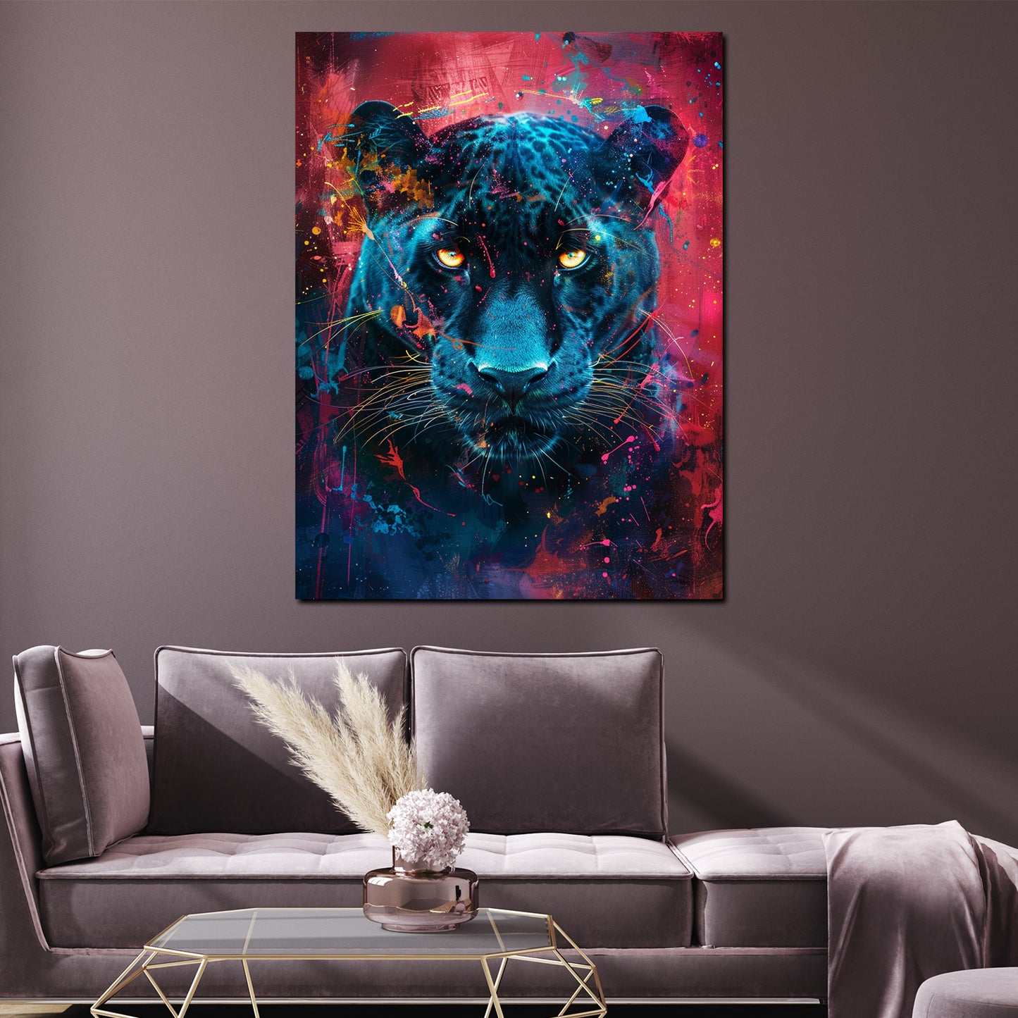 Wandbild Pop Art Panther leuchtend farbenfroh modern