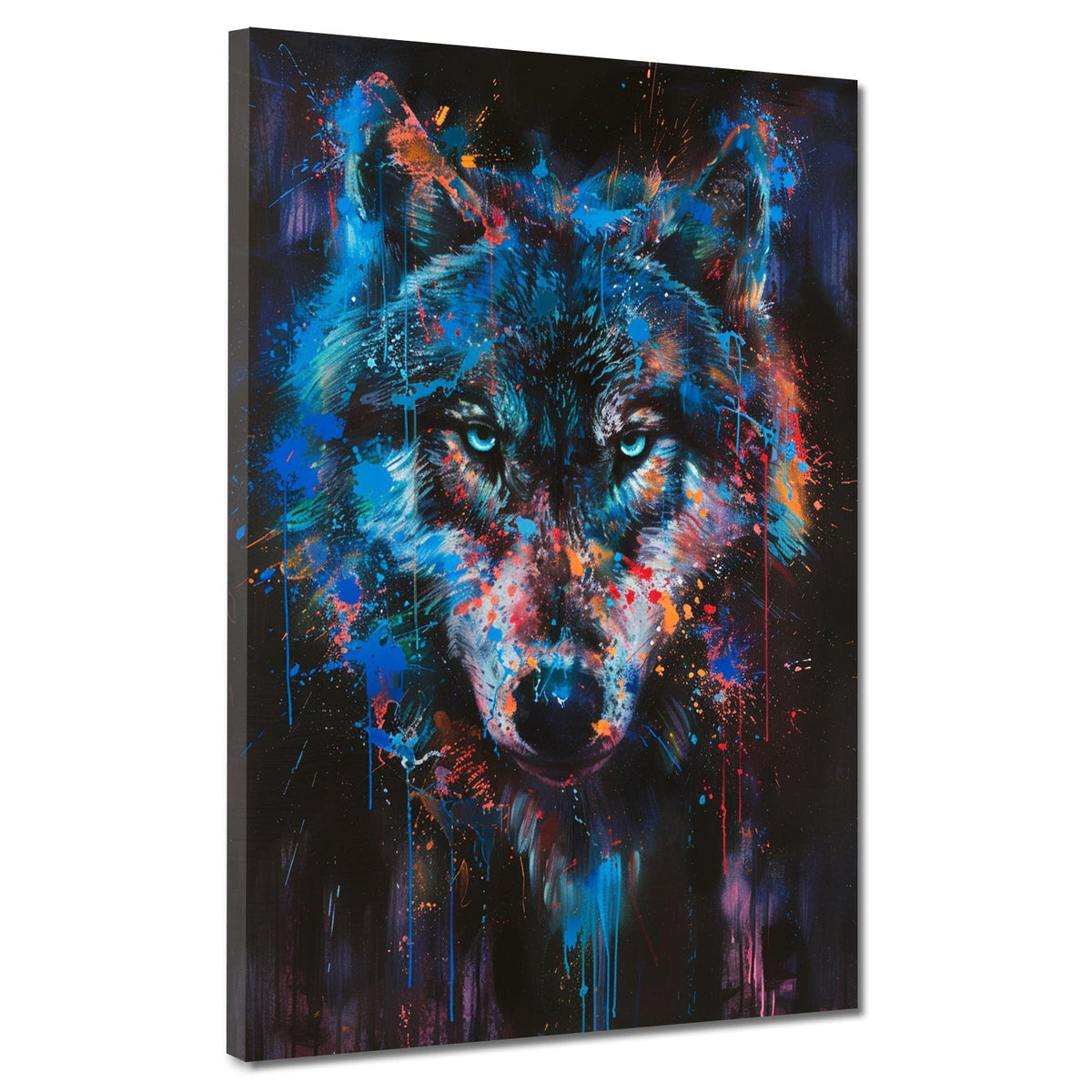 Wolf Porträt Pop Art Farbenspiel – Wandbild