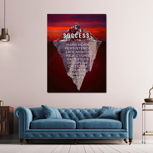 Zitat Success Eisberg Motivation harte Arbeit Disziplin Wandbild