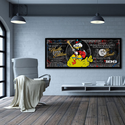 Wandbild Dagobert 100 Dollar Geld Comic Pop Art Kunstwerk Defend Money