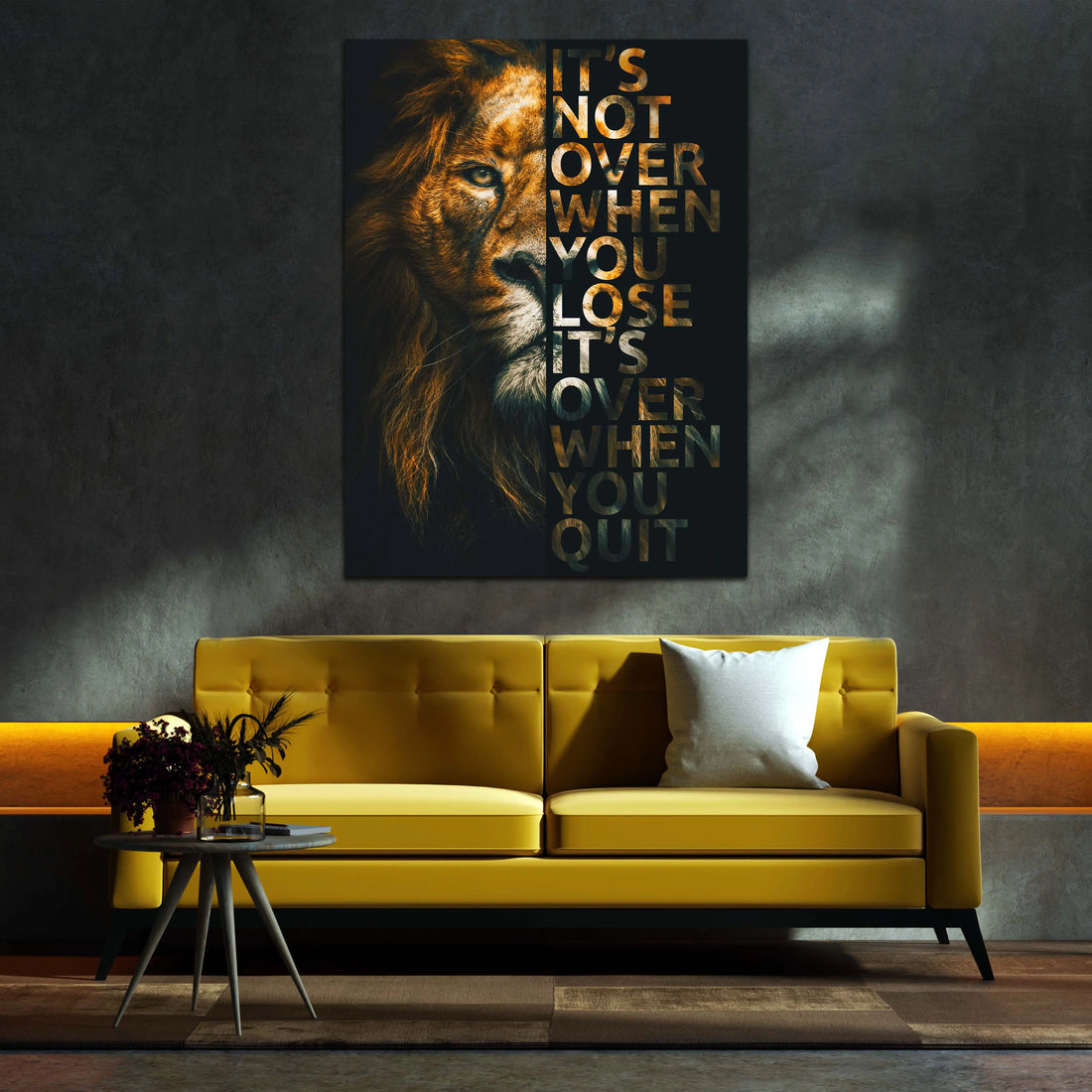 Wandbild Löwe Motivation It Is Not Over When You Lose Brown Edition