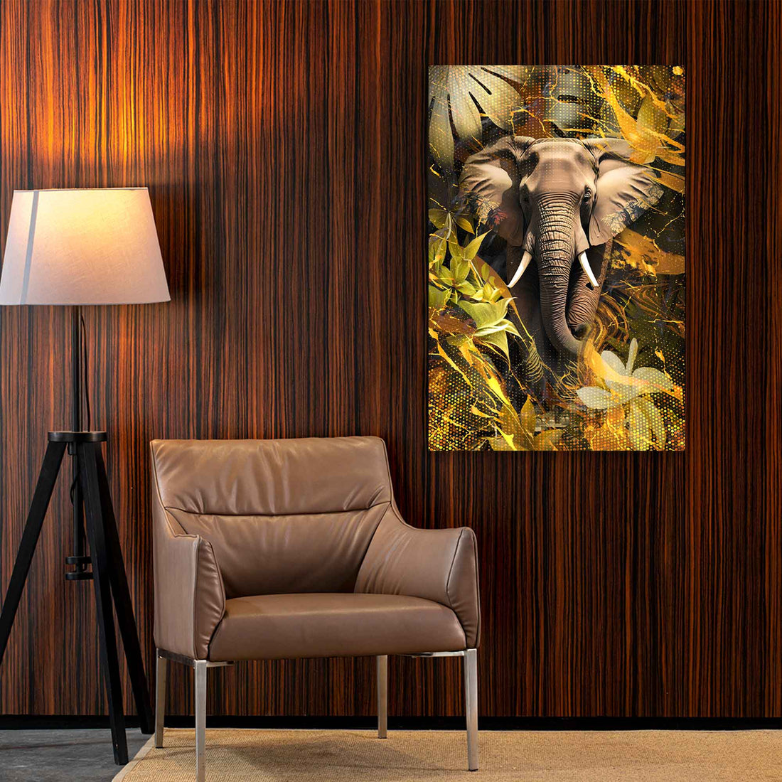 Wandbild Elefant Gold Style