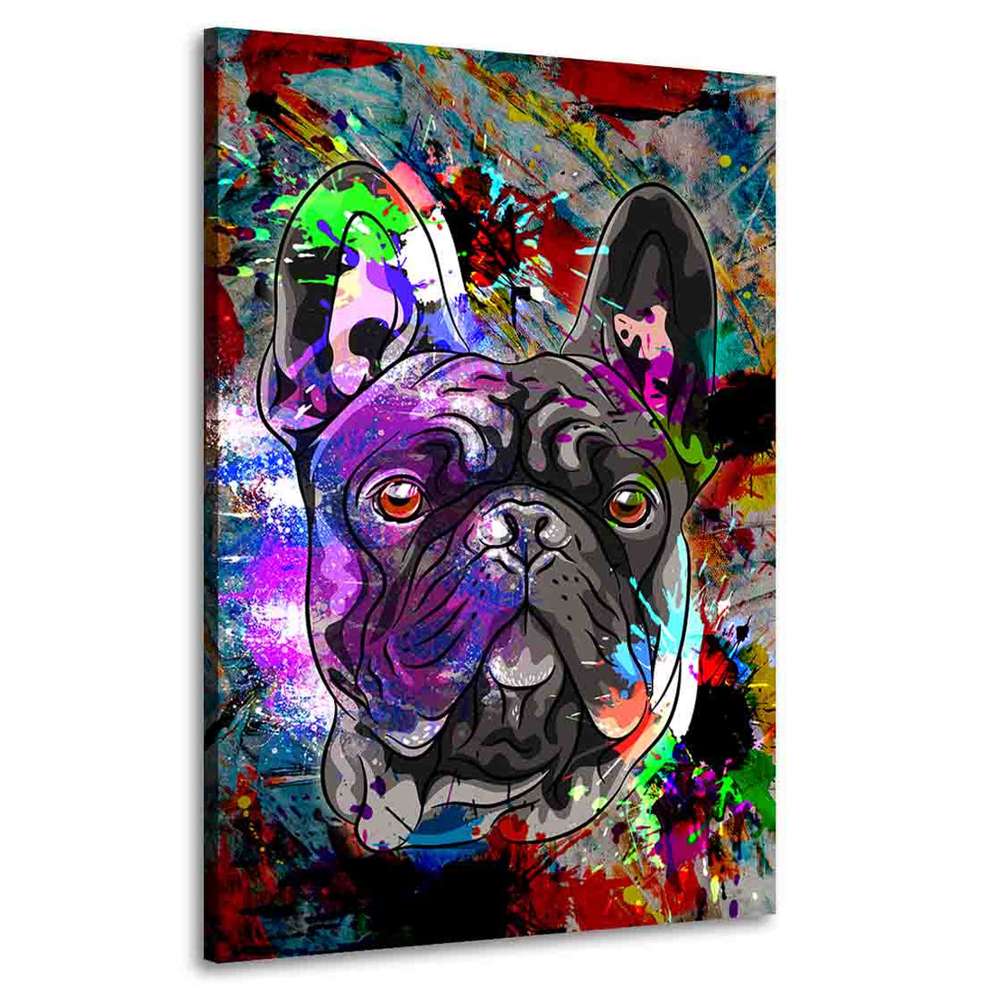 Wandbild Französische Bulldogge Abstract Pop Art Colour, Hund, Tiere
