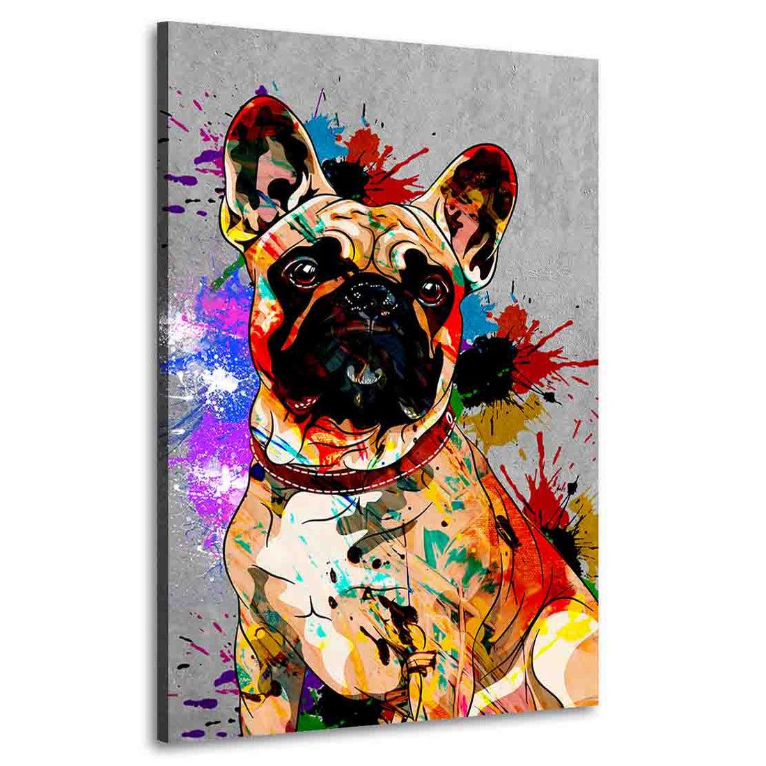 Wandbild Französische Bulldogge Abstract Pop Art, Hund, Tiere