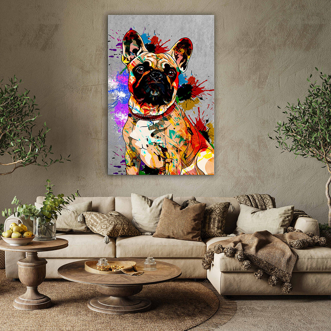 Wandbild Französische Bulldogge Abstract Pop Art, Hund, Tiere