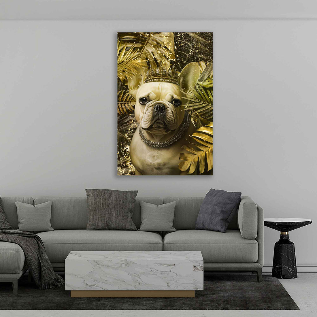 Wandbild Französische Bulldogge Gold Style