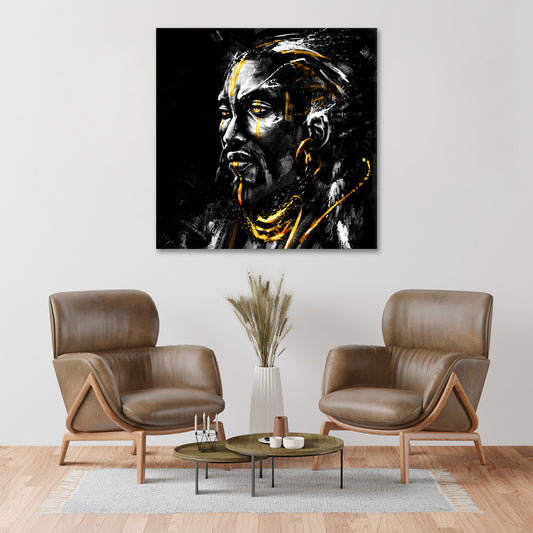 Mann charismatischer afrikanischer Häuptling Kunstwerk Wandbild