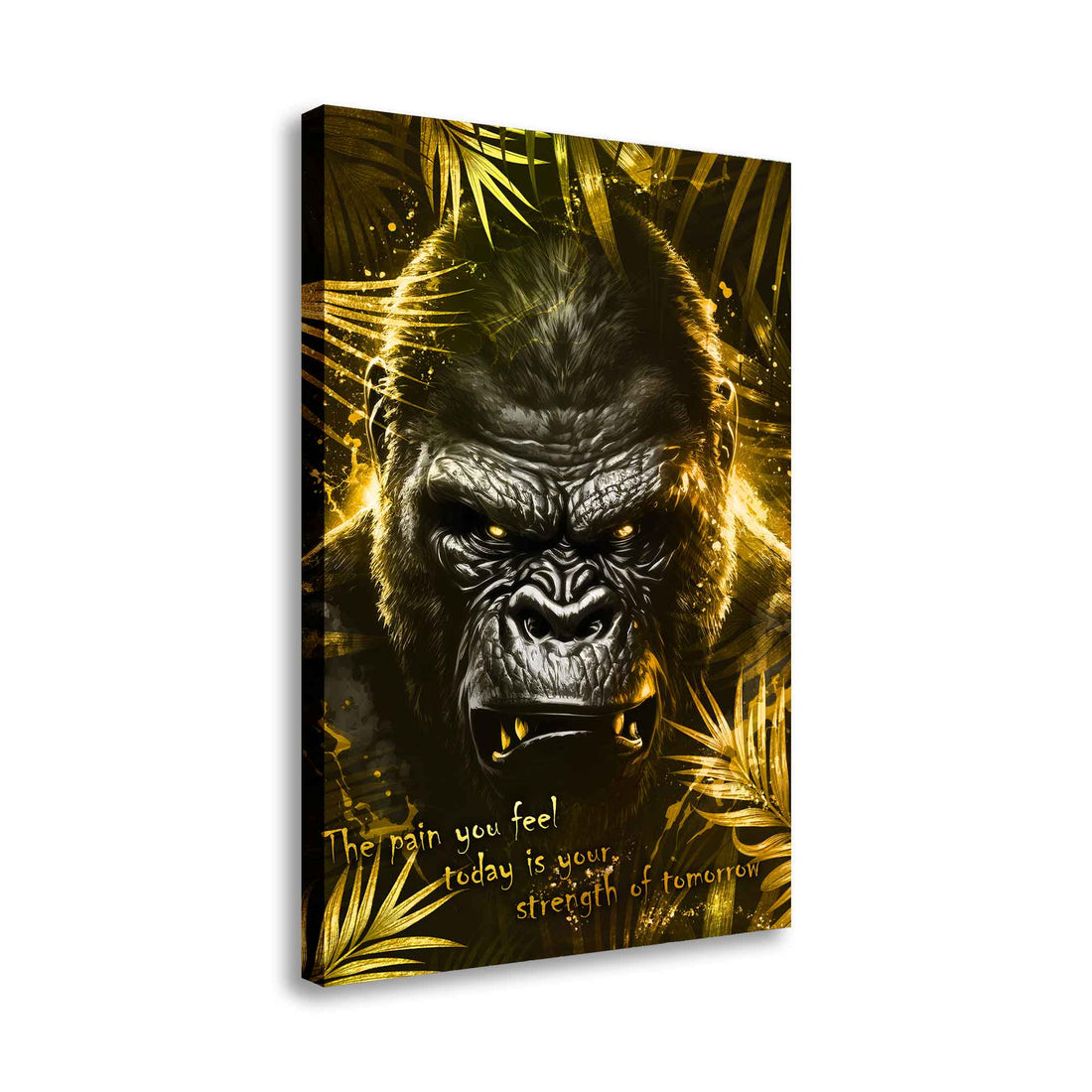 Wandbild Motivation Gorilla Gold Style