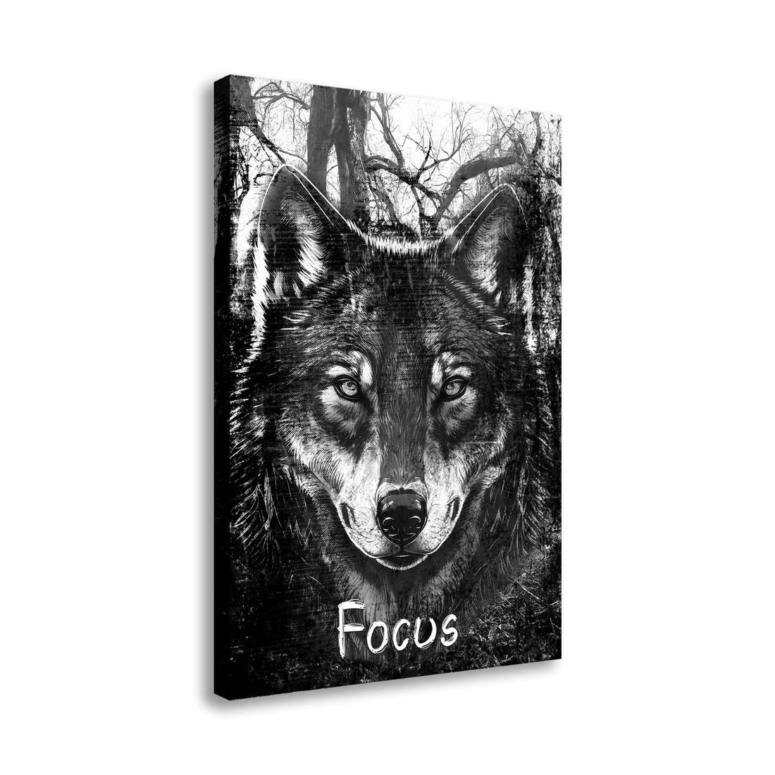 Wandbild Motivation Wolf schwarz weiß