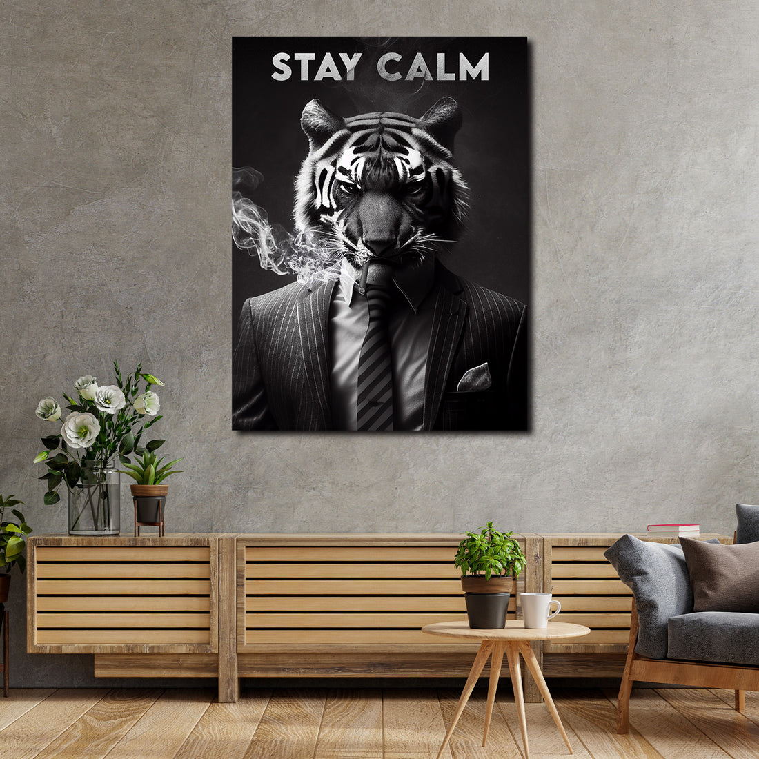 Wandbild Pop Art modern, Tiger im Anzug