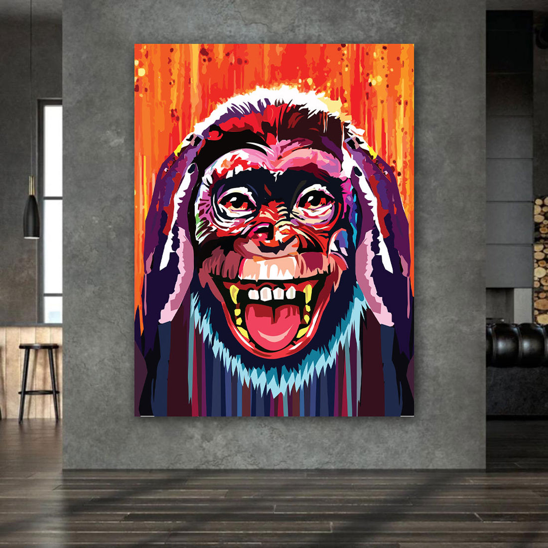 Wandbild Pop Art Affe hört nichts