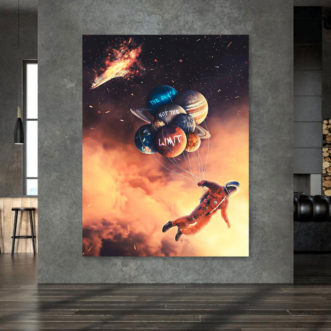 Wandbild Spaceman Abstract Style The Sky Is Not The Limit, Weltraum