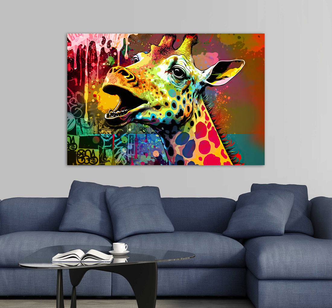 Wandbild Street Art Colour Giraffe